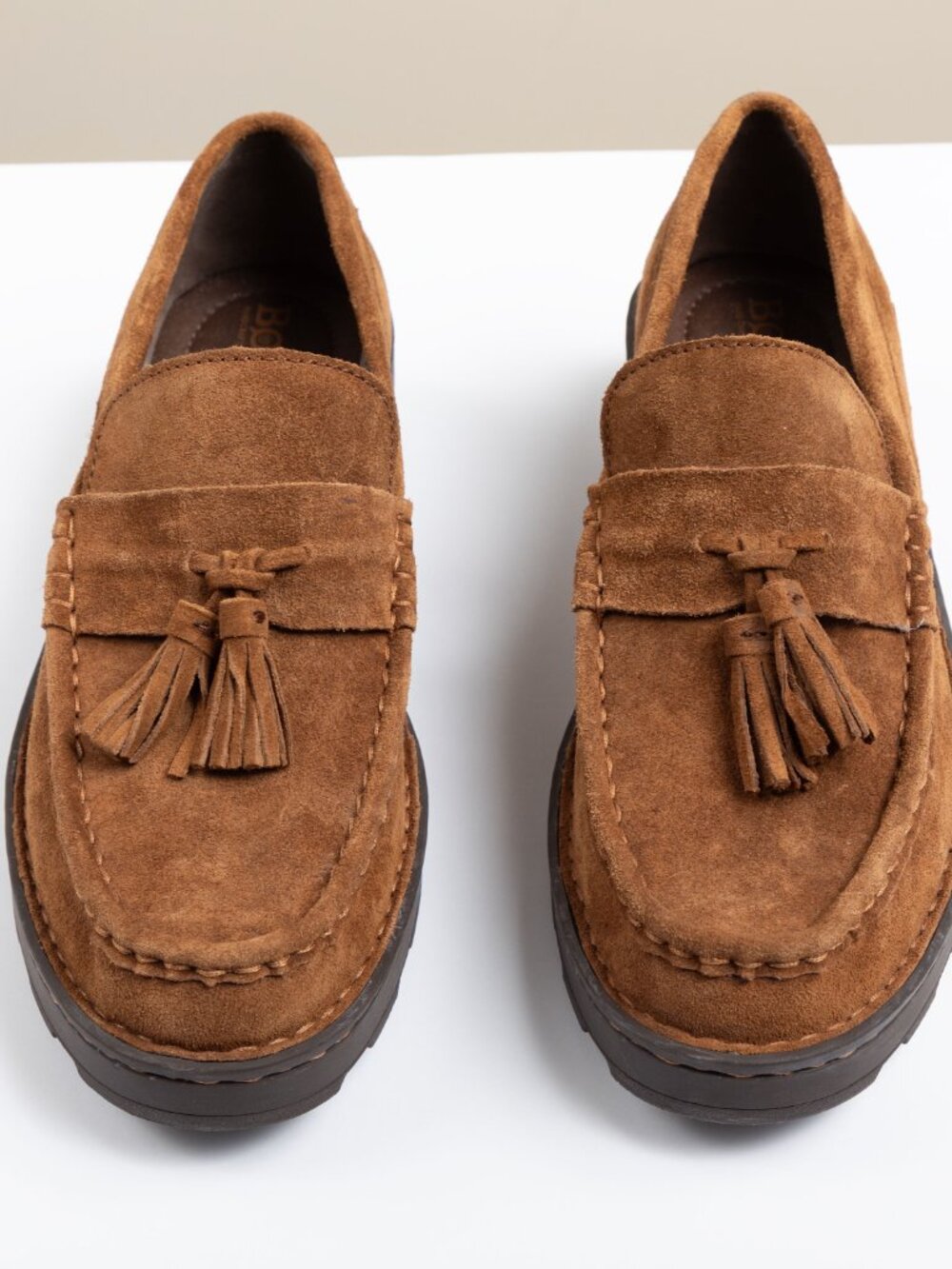 Born Capri Suede Tassel Loafers 9M Rust Brown Chunky Lug Sole Slip On BR0050180 - Picture 5 of 8